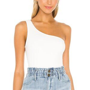 Show Me Your Mumu Uno Bodysuit one shoulder bone ivory cream thong new Small